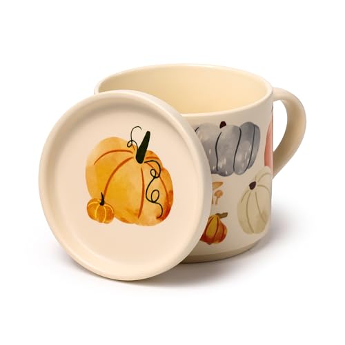 Puckator 2-in-1-Set Porzellantasse und Untersetzer/Deckel - Kürbis - Herbst Harvest, groß - Tee, Frühstück, Kaffee
