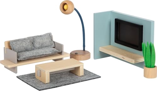 Small Foot Puppenhausmöbel Wohnzimmer aus Holz, Möbel-Set für das Puppenhaus, für Kinder ab 3 Jahren, 12633