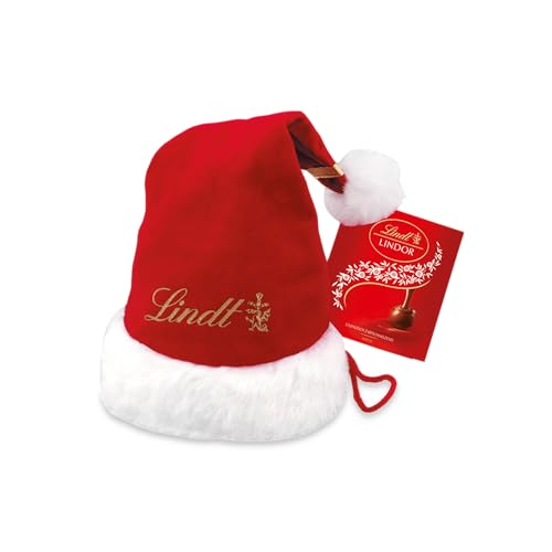 Lindt Schokolade | LINDOR Weihnachtsmann-Mütze mit Lindor-Minis | 175g | 35 zartschmelzende Mini-LINDOR Kugeln in Geschenkverpackung | Schokoladen-Geschenk zu Weihnachten