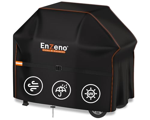 Enzeno Grillabdeckung Wetterfest,Gasgrill Grillabdeckung Regendicht BBQ Grill Schutzhülle Staubdicht Grill Abdeckplane für Weber,Brinkmann,Char Broil(145x61x122cm)