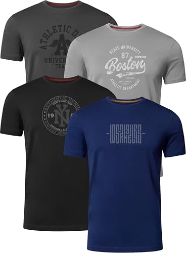FULL TIME SPORTS Herren Baumwolle T-Shirt 4er Set Pack PRINT-001-PACK-6-L