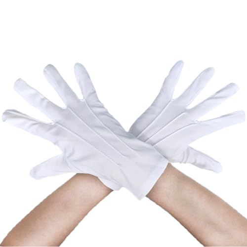 Jonami Nikolaus Handschuhe Weiß Baumwolle Kostüm Erwachsene, Weihnachten, Karneval, Halloween, Fasching, Mottoparty, Verkleidung, Theater