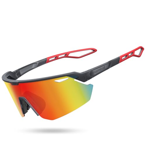 Lamicall Schnelle Brille Herren, Fahrradbrille Damen - [24g TR-90 Super Leicht] Polarisiert Sportbrille Laufbrille mit Verstellbaren Nasenpad & Bügel, UV400 Sonnenbrille Sport für Fahrrad/Ebike/Laufen