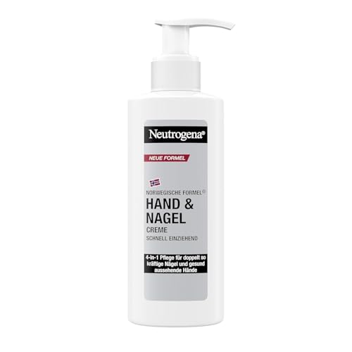 Neutrogena Hand und Nagel Creme 150 ml, feuchtigkeitsspendende Handcreme mit 4-in-1 Pflege für schöne Hände und Nägel, schnell einziehende Hautpflege mit Panthenol und Glycerin im Handcreme Spender