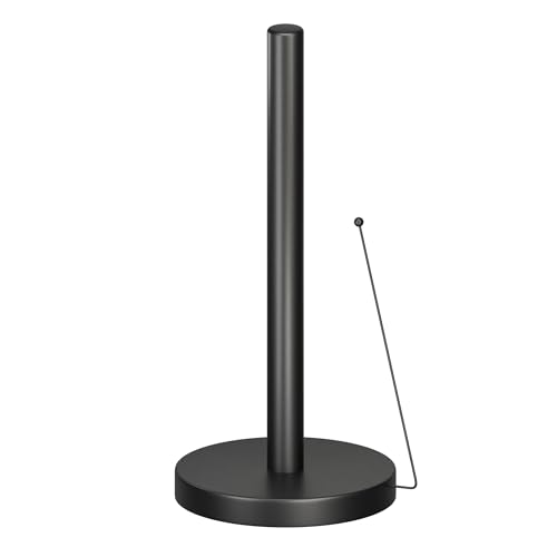 Minismus Küchenrollenhalter Stehend - Papierrollenhalter mit Anti-Roll Arm - Stabiler Küchenrollenständer ohne Bohren - Küchenpapierhalter Modern für Standardrollen (Schwarz)