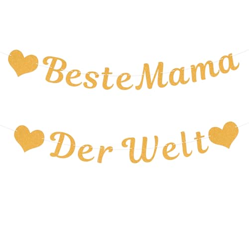 Muttertag Dekoration, Beste Mama des Welt Banner, Mother's Day Glitzernder Hängende Deko Girlande, mit Herz Papier Banner, für Muttertag Geburtstag Party Dekoration Hintergrund