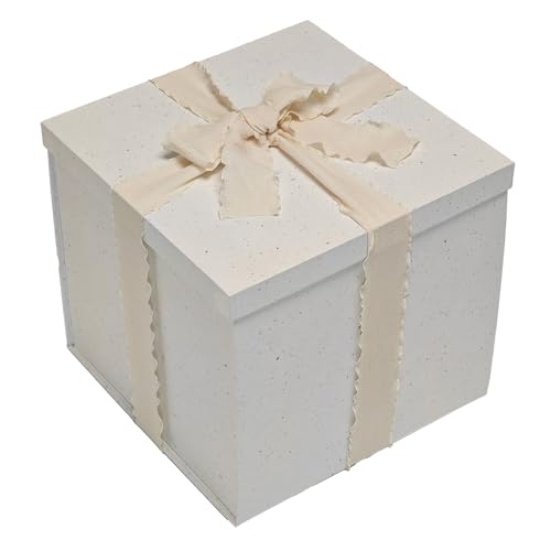 Tekhoho Off-White Geschenkbox 22x22x20.5cm, Premium Geschenkboxen für Geschenke mit Deckel und Geschenkband für Weihnachten, Hochzeit, Geburtstag, Geschenkverpackungen