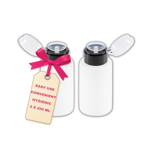LALILL 2 Stück 200 ml Leere Dispenser Pumpspender Pumpflasche Kunsstoff für Flüssigkeiten Nagellackentferner Remover Cleaner Reinigungsmittel Poliermittel Reiseflasche für Schampoo Lotion