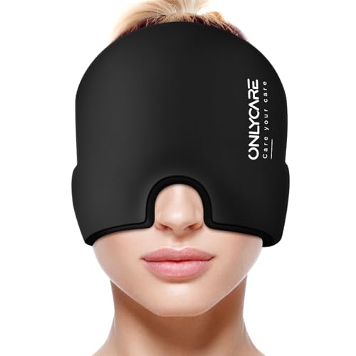 ONLYCARE Migräne Maske, Upgraded Kühlmaske Schlafmaske Kühlmütze Kühlhaube