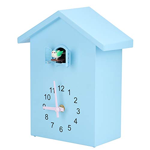 Watris Veiyi Kuckucksuhr Modern, Vogelstimmen Uhr, Wanduhr Blau, Lautlose Bewegung, mit Vogeldekor, für Heimdekoration, 15x9x25cm