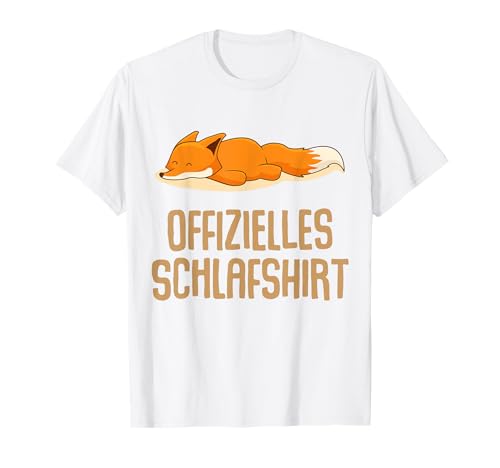 Langschläfer Morgenmuffel Schlafanzug Geschenkidee - Unisex Erwachsene & Jugendliche - Fuchs Cartoon T-Shirt - Weiß - Kurzarm - S - Crew-Ausschnitt - Pull-On - Alle Jahreszeiten