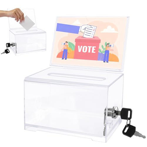Acryl Spendenbox Abschließbar,Spendendose Durchsichtig mit Schloss