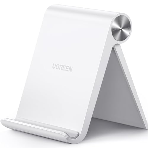 UGREEN Handy Ständer Tisch Handyhalter Schreibtisch Handyhalterung klappbar Handyständer für Tisch kompatibel mit iPhone 16 15 14 13 12 Pro Max, Galaxy S23 Ultra S23+ S23 S22 bis 7,9 Zoll usw(Weiß)