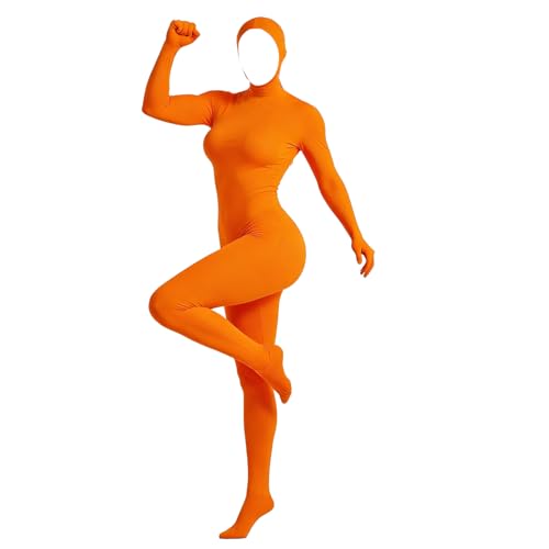 QingWing Orange Karneval Kostüm, Allgemein Open Face Cosplay Jumpsuit, 160cm Ganzkörperanzug Herren Damen Halloween für Party Halloween Weihnachten Anime Bühnen Performance Karneval Orange Outfit