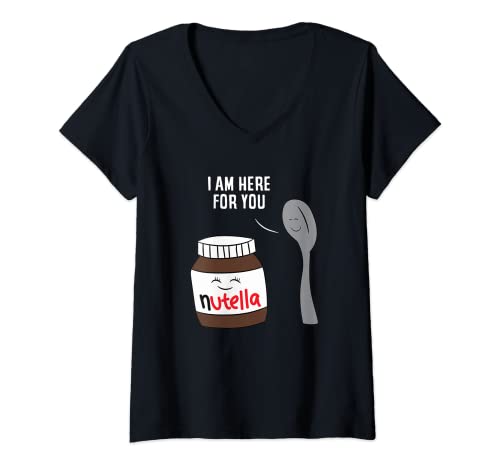 Damen Valentine Nutella-T-Shirt Herren Couple/Partner-Geschenke T-Shirt mit V-Ausschnitt