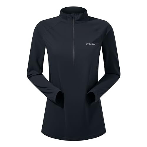 Berghaus Damen-T-Shirt mit halbem Reißverschluss, langärmelig, feuchtigkeitsableitend, atmungsaktiv, umweltbewusstes T-Shirt