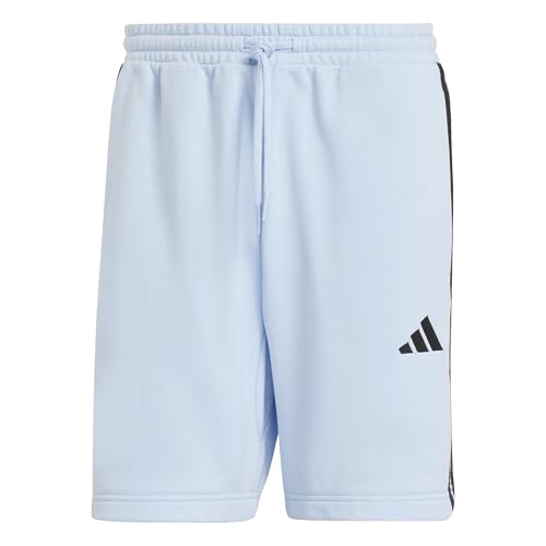 adidas Herren Essential Three Stripes French Terry Short, Glow Blue/Black, XXL