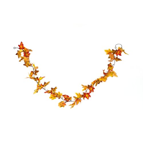 HEITMANN DECO Herbstgirlande mit Ahornblättern – 180 cm Deko-Girlande in Gelb & Orange für Fenster, Tisch & Treppe