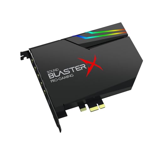 Creative Sound BlasterX AE-5 Plus SABRE32 Hochauflösende PCI-e-Gaming-Soundkarte und DAC mit 32-Bit / 384 kHz, Dolby Digital und DTS mit bis zu 122 dB Rauschabstand, RGB-Aurora-Beleuchtungssystem