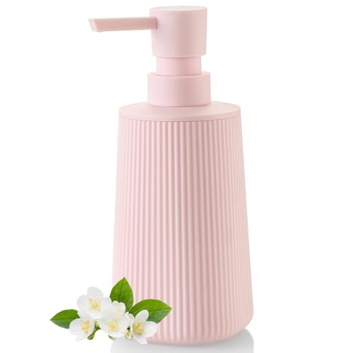 Moderne Seifenspender Rosa Kunststoff Spülmittelspender, Seifenspender Bad für Badezimmer, Arbeitsplatte, Küche, Soap Dispenser mit Pumpspender (Rosa)