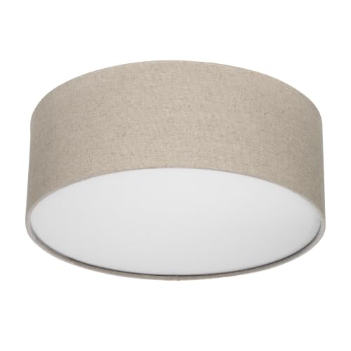 REV LED Deckenleuchte - 30cm, Stoff-Lampenschirm im Vintage Look, taupe