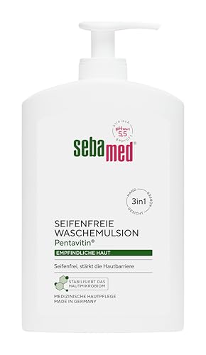 Sebamed Seifenfreie Waschemulsion mit Spender 400 ml, seifenfreie Reinigung für empfindliche Haut, stärkt die Hautbarriere, zur Hand-, Gesichts- und Körperreinigung geeignet