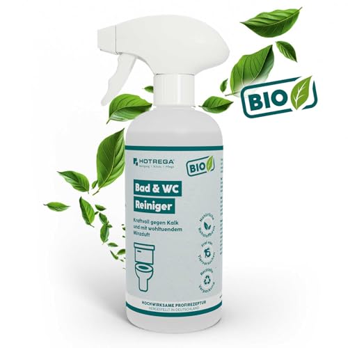 HOTREGA BIO Bad- und WC-Reiniger Sanitärreiniger, Toiletten Reiniger, Kalklöser, Rostentferner, Urinsteinlöser, Bioreiniger 500ml
