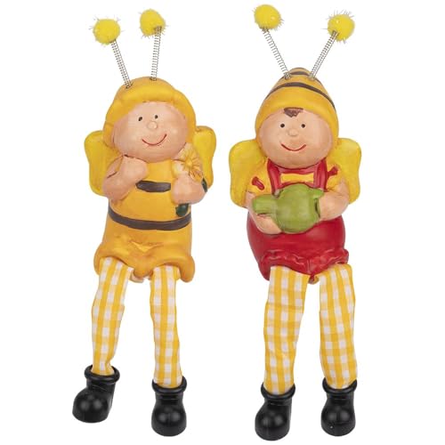 Ideen mit Herz Deko-Figuren mit Schlenkerbeinen | Frühling & Ostern | Kantensitzer | Kantenhocker | 18 cm (Bienen)