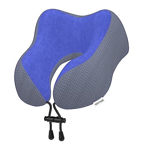 Yomisee Nackenkissen Flugzeug, Reisekissen Auto aus Memory Foam mit samtweichem Bezug, Nackenhörnchen Erwachsene für Reisen, Camping, Büro und Haus (Dunkelblau)