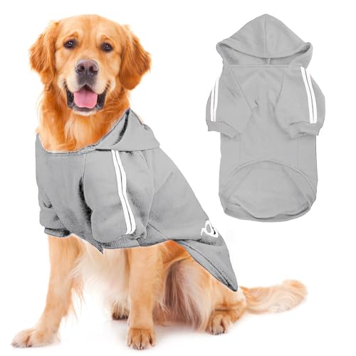 Voarge Hunde Warm Hoodies Mantel, Winterkleidung Großer Hund,Knopfdesign Hundehoodie,Hundepullover Grosse Hunde,Hundemantel (Grau, 9XL)