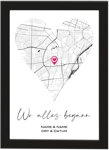 Deqosy Personalisiertes Wo alles begann Poster Geschenke für Frauen, Geschenk Freundin, Geschenk für Sie und Ihn, Partner Geschenke, Geschenke für Freundin Hochzeit Jahrestag