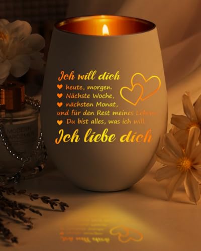 Teelichthalter Geschenk für Sie Freundin, Windlicht mit Gravur, Ich Liebe Dich Partner Geschenke für Frauen, Windlichter Jahrestag Geburtstagsgeschenk für Ehefrau, Hochzeitsgeschenk