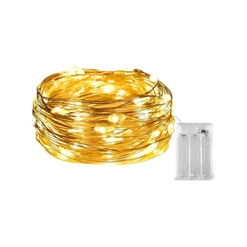 LED Kupferdraht Lichterkette, 3AA Batterie, 2 m, warmweiß, ideal für festliche Dekorationen und gemütliche Atmosphäre.