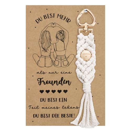 BOFUNX Freundin Geschenk Freundin Schlüsselanhänger mit Karte, Geburtstag Weihnachten Neujahr Geschenk Glücksbringer für Beste Freundin