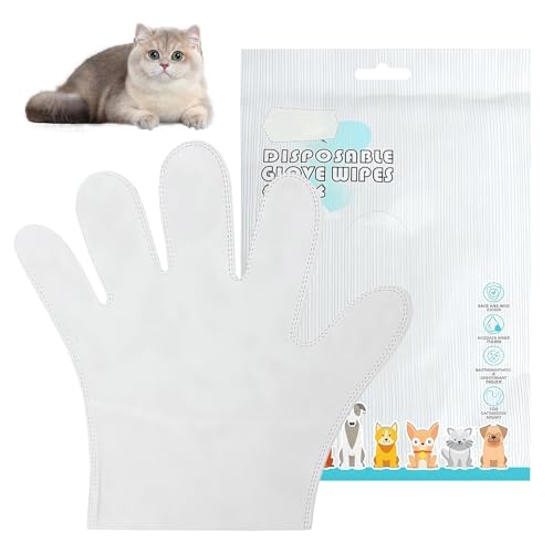 Pet Wipes für Hunde und Katzen, Pet Grooming Gloves Haustiere Desodorierende Abwischtücher, Waschhandschuhe Einweg für Bad und Pflege für Pfoten, Fell, Gesicht, Ohren, Po und Körper (30 Stück)