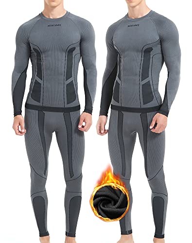 NOOYME Thermounterwäsche Herren Elastisch Funktionsunterwäsche Herren Weich Thermo Unterwäsche Männer Winter Warm Skiunterwäsche Herren Atmungsaktiv Funktionswäsche Thermowäsche GrauM