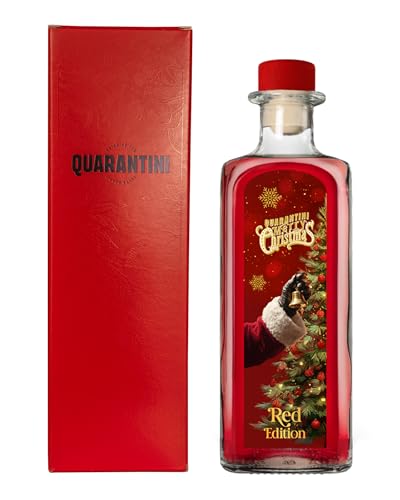 Quarantini Christmas Gin Rot 500 ml | Premium Weihnachts Gin 42% Vol. mit aromatischen Botanicals aus kandiertem Apfel, Vanille, Orange, Zimt & Ahornsirup | Exklusiv mit Geschenkverpackung | 1x 500 ml