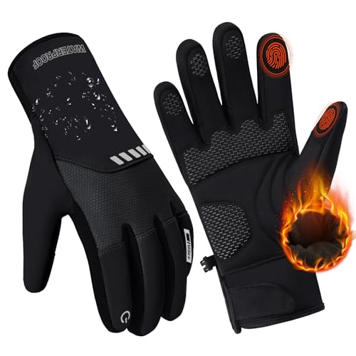 Vilico Winterhandschuhe Herren Wasserdicht Touchscreen,Fleece Warm Thermal Winter Handschuhe Touchscreen ,für Radfahren,Fahrrad,Motorrad，Skifahren