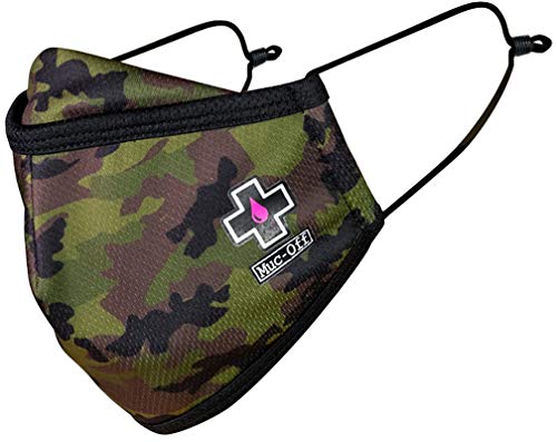 Muc-Off Wiederverwendbarer Masken Mundschutz Camo, Groß – Mund und Nasenschutz mit Verstellbaren Trägern mit Staubfilter in der Mittleren Schicht – Maske mit Filter, Bis zu 20 Mal Waschbar