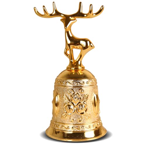Handglocke Weihnachten,Gold Weihnachtsglocke Tischglocke Glocken Weihnachtsdekoration Geeignet für Bar, Restaurant Tischglocken Weihnachtsdekorationen Hochzeit Abendessen