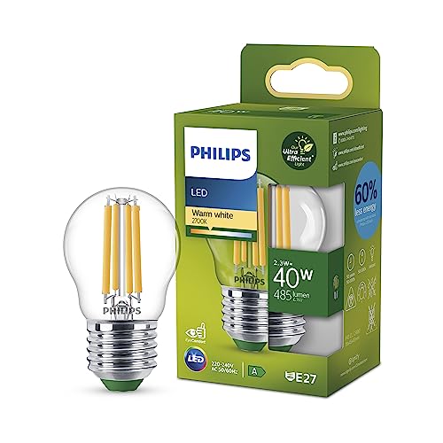PHILIPS LED Classic ultraeffiziente E27 Lampe in Tropfenform (40 W), LED Lampe mit warmweißem Licht, energiesparende Lampe mit langer Nutzlebensdauer, Energieeffizienzklasse A