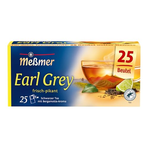 Meßmer Earl Grey (aromatisiert) | frisch-pikant | 25 Teebeutel | Vegan | Glutenfrei | Laktosefrei