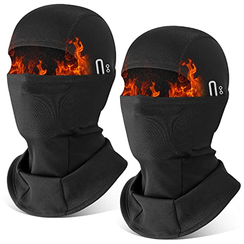 HEGCOIIE 2 Stück Winter Sturmhaube für Herren und Damen,Winddicht Thermo Balaclava Gesichtsmaske Skimaske für Outdoor Sports Radfahren, Skifahren, Motorrad, Fahrrad (Schwarz+Schwarz)