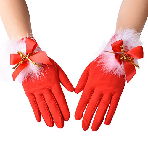 krautwear Damen Halterlose Strümpfe Für Weihnachten XMAS Nikolaus oder Handschuhe Mit Schleife Glöckchen Plüsch (DE/NL/SE/PL, Alphanumerisch, Einheitsgröße, Regular, Regular, 654613521470)