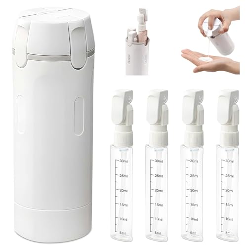 Pipihome 4 in 1 Reisespender Refillable, Reiseflaschen zum Befüllen, Tragbare Silikon Reise flaschen, Reise Gadgets Flugzeug Spender, Travel Essentials für Shampoo Creme Spülung Körperpflege