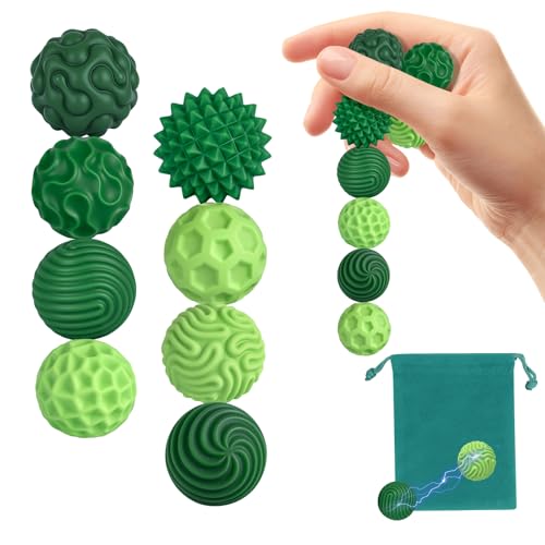 Zingbee 8 Stück Magnetische Fidget Toys, Silikon Magnetkugeln Anti-Stress Bälle, Sensorik Spielzeug für Erwachsene und Kinder, Sensorische Magnetische Kugeln Set, Stressabbau und Entspannung（Grün）