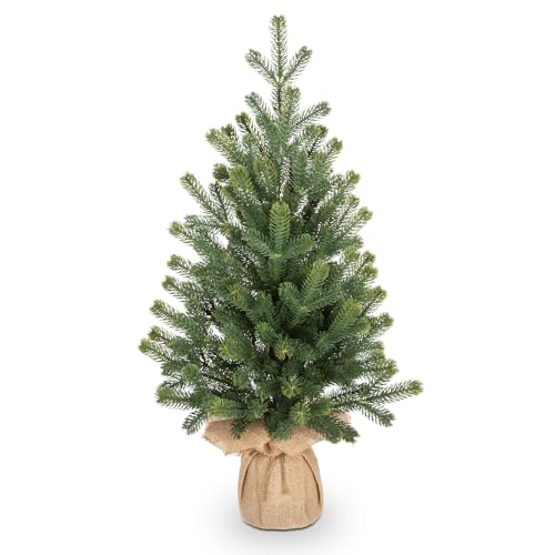 Weihnachtsbaum Klein Künstlicher Mini Christbaum Weihnachtsdeko Grüner Tannenbaum Weihnachtsgesteck für Tisch Büro Resto Weihnachten Dekoration, Höhe 57CM