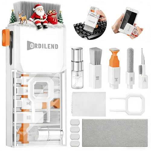 Ordilend Tastatur Reinigungsset, Alles in Einem Handy Laptop Reinigungsset, für iPhone Airpods Tastaturreiniger mit Bürste und Spray, Keyboard Cleaner for Tablet Computer PC Monitor Kamera mit Patent