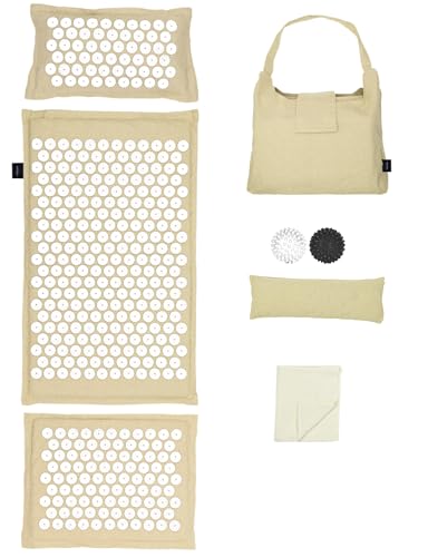 LifeGoods ECO Akupressurmatte Mit Kissen - Akkupressmatte - Akkupressurmatte+ - Akupressur Matte - Akupunktur Matte - Massagematte - Rücken - Stachelmatte - Fakirmatte - Nagelmatte - Acupressure Mat