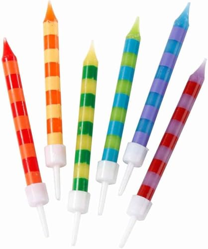 24 x Geburtstagskerzenfür Kuchen - Perfekte Kerzen für Geburtstag - Ideal für Kindergeburtstag, Tortenkerzen, Kuchenkerzen, geburtstagskerzen bunt